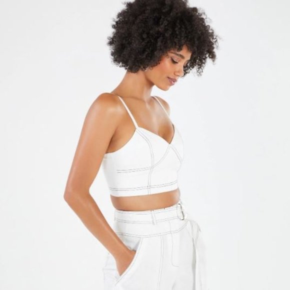 NWT BCBGMaxAzria Topstitch Crop Top - Picture 2 of 6